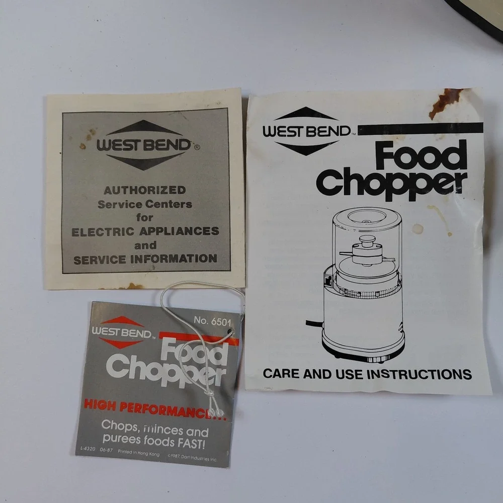 Rare West Bend Electric Mini Food Chopper Coffee Grinder Processor #6501 Tested